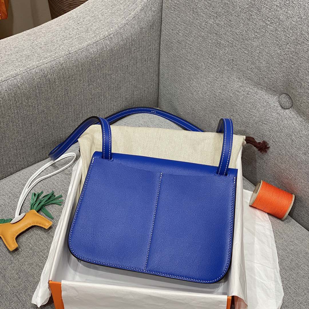 에르메스 미니 할잔백 블루로얄 은장 스위프트